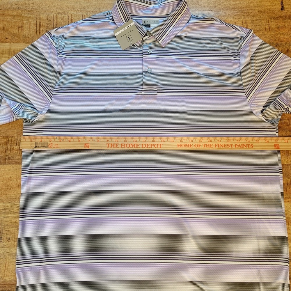 Men's‎ 2XLT Golf Polo Shirt PGA Tour Pro Series Linear Energy White/Purple/Black - Picture 2 of 9